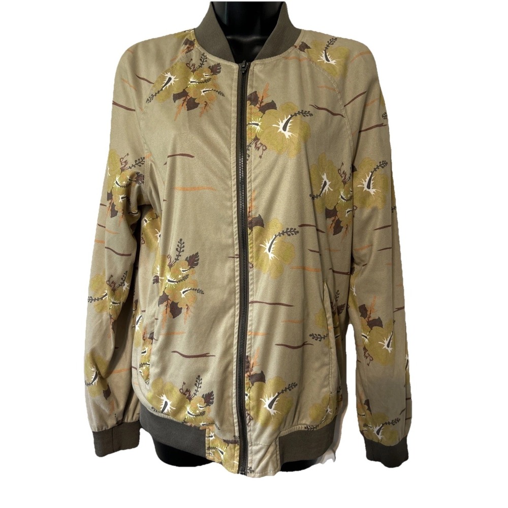 ZARA MAN Earth Tone Floral Bomber Flight Type Light Coat‎ Jacket Size M Medium